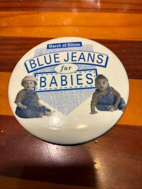 Blue Jeans for Babies Button - White/Blue